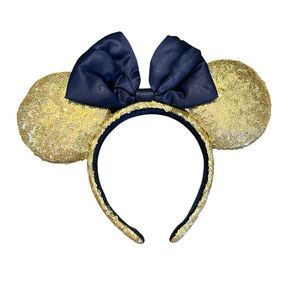 Walt Disney World 50th Anniversary Gold & Navy Earidescent Sequin Minnie Ears